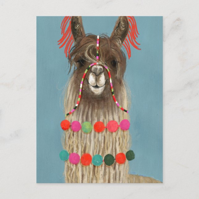 Adorned Llama - Brown Vykort (Framsida)