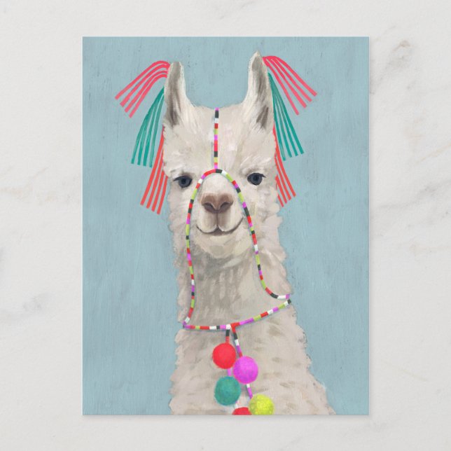 Adorned Llama - White Vykort (Framsida)