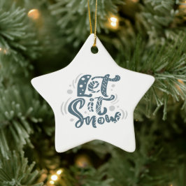 Adorno de cerámica estrella Let it Snow Julgransprydnad Keramik