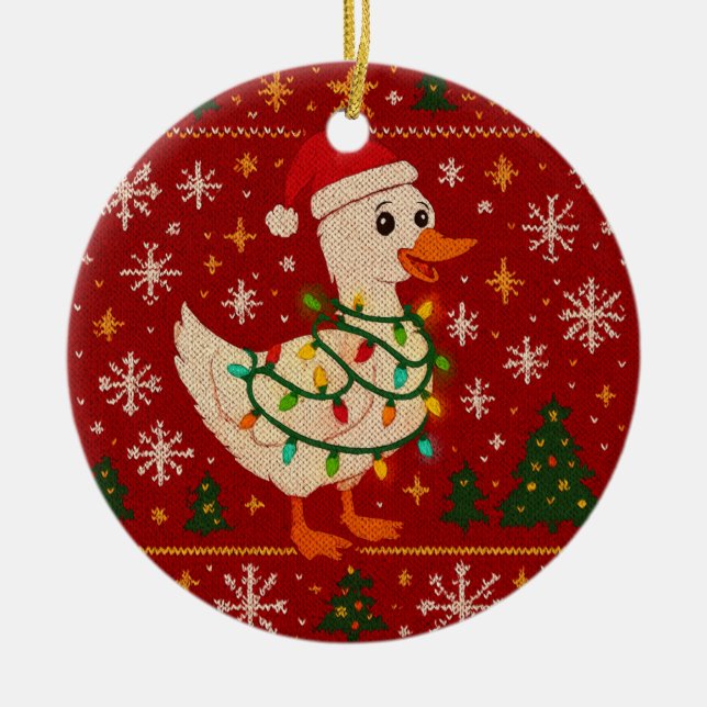 Adorno de cerámica Funny Christmas Goose Ornament  (Framsidan)