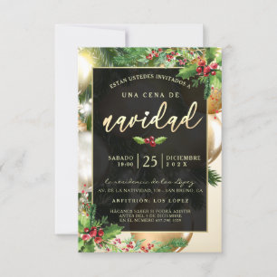 Adornos Dorados Invación a una Ceña Navideña Inbjudningar