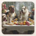 Adornos para el hogar  Azulejos Underlägg Papper Kvadrat<br><div class="desc">"This design is special because it captures a unique moment of peace and friendship between elegant, relaxed dogs. Their refined posture and the gentle act of sharing a cigar among vibrant flowers remind us that each moment is a gift, inviting us to live the present with gratitude and connection. Designed...</div>