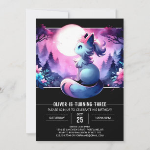 Adous Fantasy Cat Birthday Inbjudningar