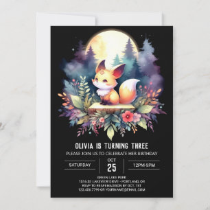 Adous Fantasy Fox Birthday digital Inbjudningar
