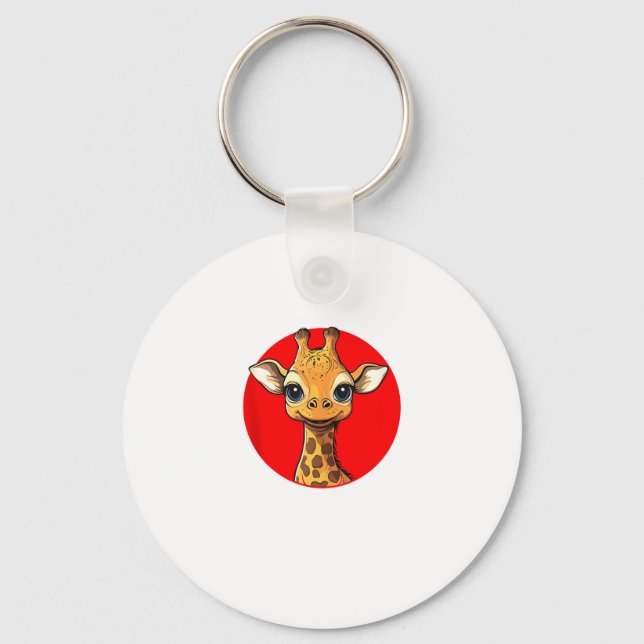 Adous Giraffe Ansikte Big Eyed Tecknad Art Nyckelring (Framsida)