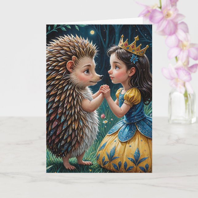Adous Hedgehog och Princess Child Fairytale Kort (Orkide)