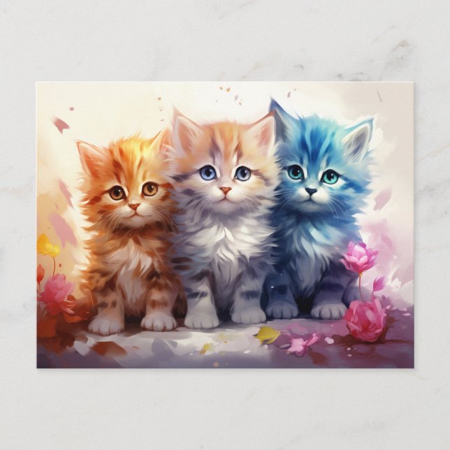 Adous Innocent Painterly Kittens Vykort (Framsida)
