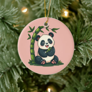 Adous Panda Hugger Bamboo Cute Tecknad Art Julgransprydnad Keramik