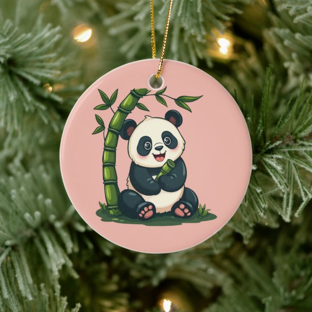 Adous Panda Hugger Bamboo Cute Tecknad Art Julgransprydnad Keramik (Träd)