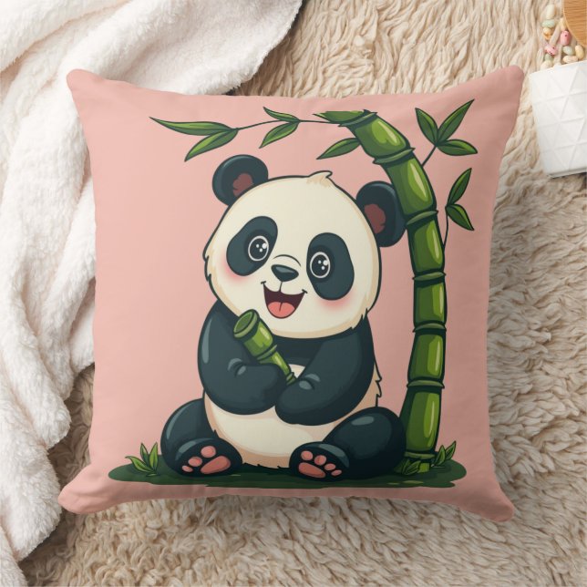 Adous Panda Hugger Bamboo Cute Tecknad Art Kudde (Filt)
