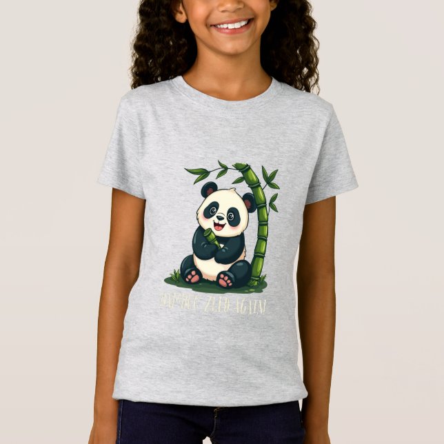 Adous Panda Hugger Bamboo Cute Tecknad Art T Shirt (Framsida)