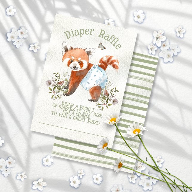 Adous Red Panda Bear Diaper Raffle Inbjudningar (Skapare uppladdad)