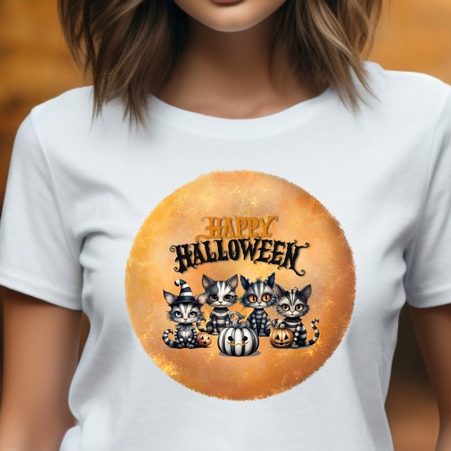 Adous Spooky Stripe Halloween Kittens T Shirt (Skapare uppladdad)