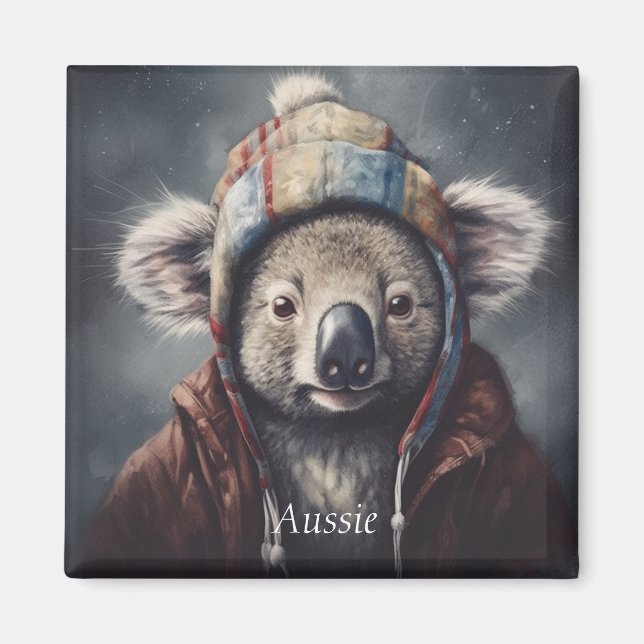 Adreatable koala med söt hatt som kan användas magnet (Framsidan)