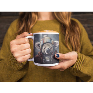 Adreatable koala med söt hatt som kan användas Två-Tonad mugg