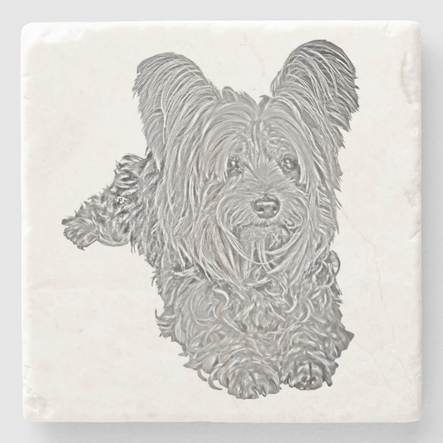 AdreatYorkshire Terrier B&W Marble Underlägg (Framsidan)