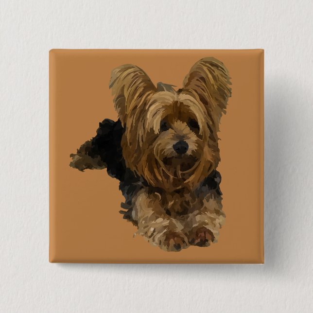 AdreatYorkshire Terrier Pin Button Knapp (Framsida)