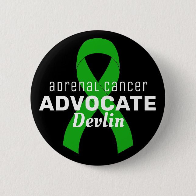 Adrenal Cancer Advocate Ribbon Black Button Knapp (Framsida)