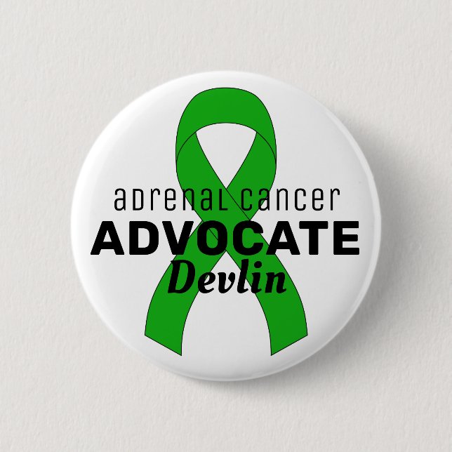 Adrenal Cancer Advocate Ribbon White Button Knapp (Framsida)