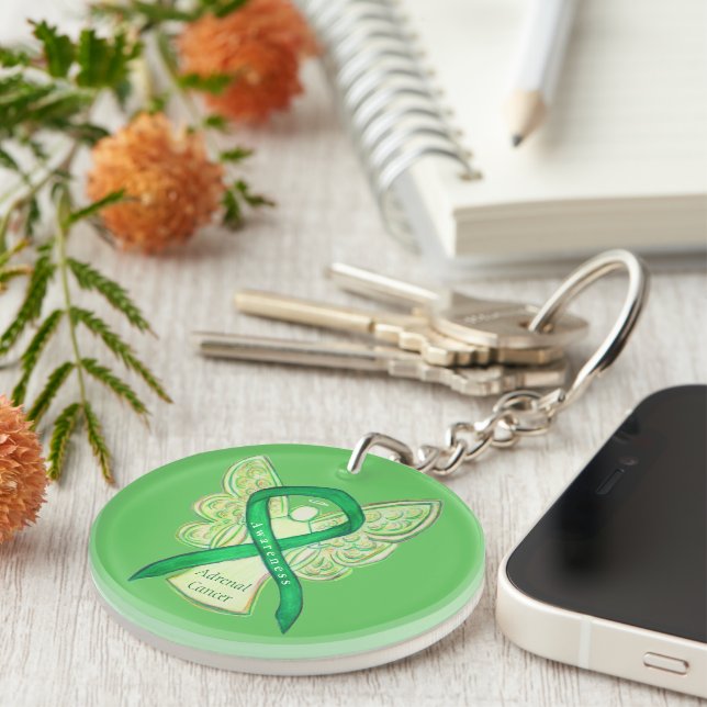 Adrenal Cancer Angel Awareness Ribbon Keychains (Högra Framsidan)