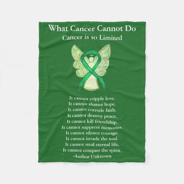 Adrenal Cancer Awareness Ribbon Angel Art Blankets Fleecefilt (Framsidan)
