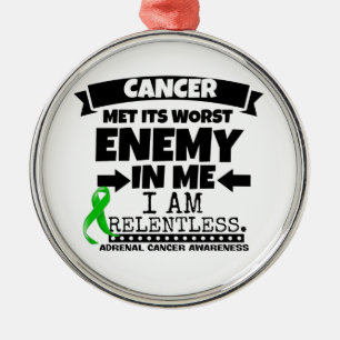 Adrenal cancer mötte dess värst fiende i mig julgransprydnad metall