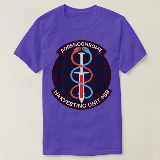 adrenokrom konspiration emblem satire t shirt (Design framsida)