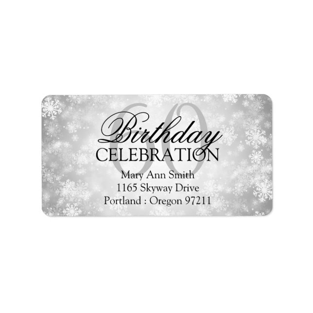 Adress 60:e Silver Winter Wonderland Adressetikett (Framsidan)