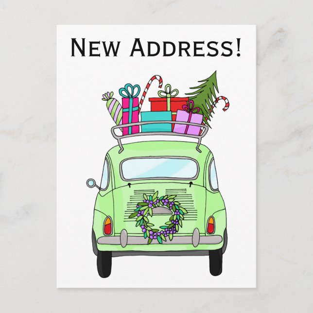Adress aviserar Fiat 500 julklappar Vykort (Framsida)