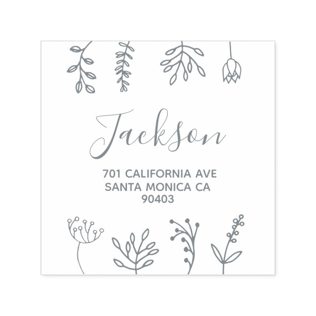 adress blommigt Dodles Självfärgande Stämpel (Design)