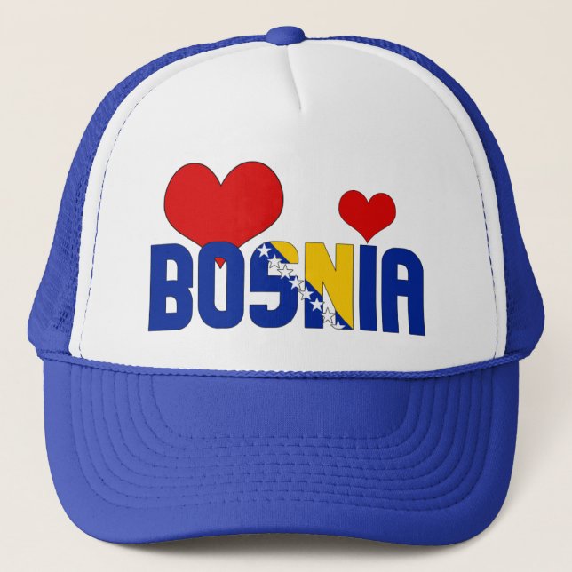 Adress Bosnien Flagga Hearts Patriotic Keps (Framsida)