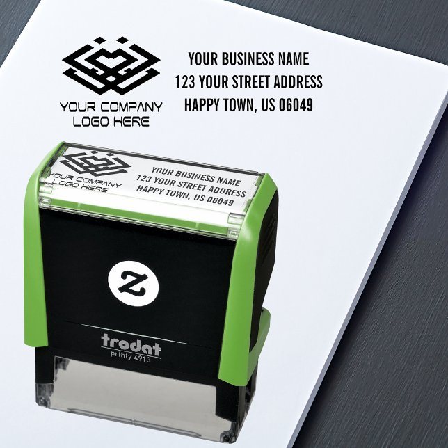 Adress Business Frimärke med Logotyp Självfärgande Stämpel (Skapare uppladdad)