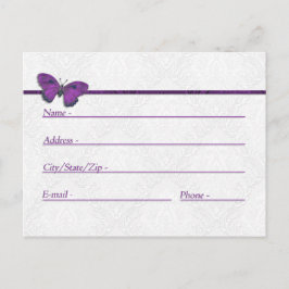 Adress Cards Bröllop Butterfly Brocade Lila Vykort