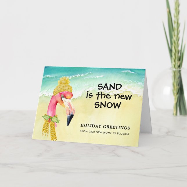 Adress Change Sand är New Snö Flamingo Beach Helgkort (Framsida)