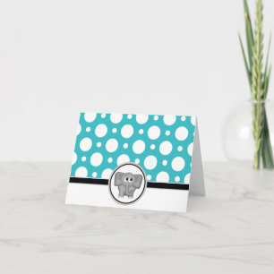 Adress Elephant anpassningsbar Turquoise Polka-rot Tack Kort