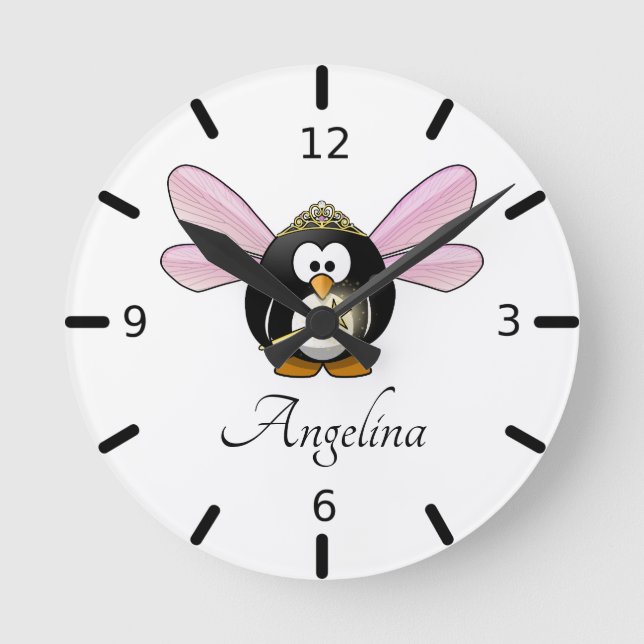 Adress Fairy Penguin Rund Klocka (Framsida)