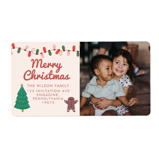 Adress för Julfamiljens foto God jul Fraktsedel (Framsidan)