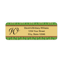 Adress för Monogrammed julretur-Helgdag, etikett