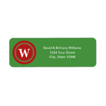 Adress för Monogrammed julretur-Helgdag, etikett