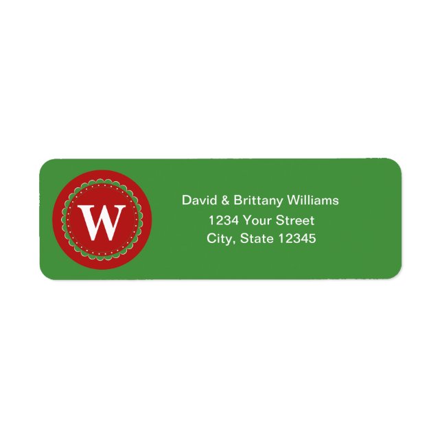 Adress för Monogrammed julretur-Helgdag, etikett Returadress Etikett (Framsidan)