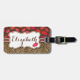 Adress för personlig för Leopardtryckkyssar Bagagebricka