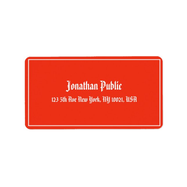 Adress, Julrött, vit kalligrafi Adressetikett (Framsidan)