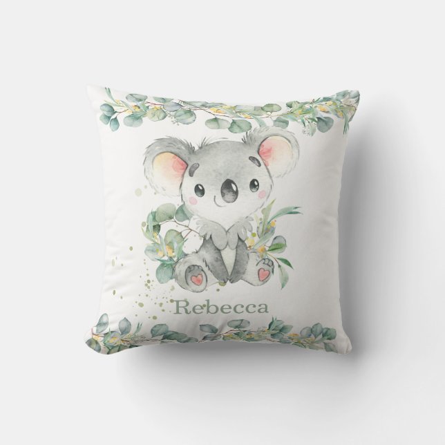 Adress Koala Eucalyptus Leafy Girl Boy Nursery Kudde (Framsida)