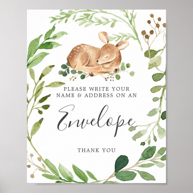 Adress-kuvertsignatur för hjort babyvisningsprogra poster (Framsidan)