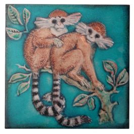 Adress Monkeys Majolica Repro German Antique Kakelplatta