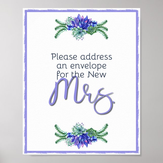 Adress och kuvert Succulent Poster (Framsidan)