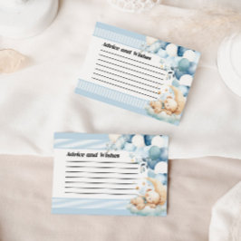 Adress och Önskemål Blue Baby Shower Card Anteckningskort