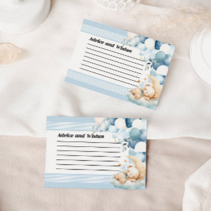 Adress och Önskemål Blue Baby Shower Card Anteckningskort