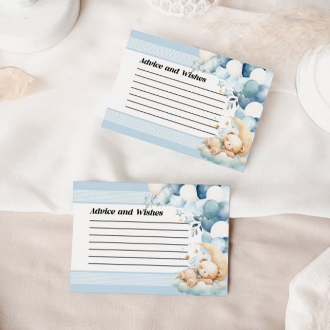 Adress och Önskemål Blue Baby Shower Card Anteckningskort (Skapare uppladdad)