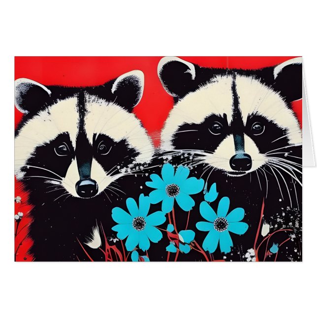 Adress Raccoons Tillfällen Greeting Card Hälsningskort (Framsidan Horizontal)